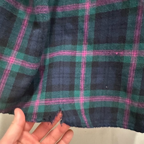 Ralph Lauren Plaid Flannel Nightshirt Medium Green Navy Pink RL crest - Picture 11 of 11